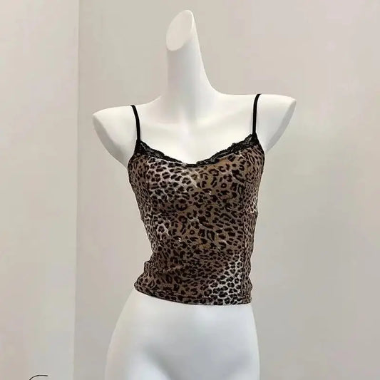 Women'S Leopard Crop Top Sets Fashion Vest Aesthetic Corset Top off Shoulder Sleeveless Y2K Sexy Vintage Tank Tops 2000S Clothes