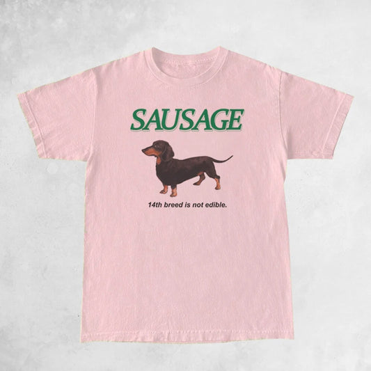 Kawaii Sausage Dog Print T Shirt Women Oversized Korean Fashion Streetwear Tops Cute Funny T-Shirts Y2K Aesthetic Tees Clothes