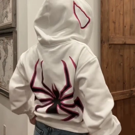 Full Zip up Spider Hoodie Women Men Streetwear Harajuku Graphic Oversized Jacket Hood Shirt Punk Gothic Y2K Clothes Sweatshirt